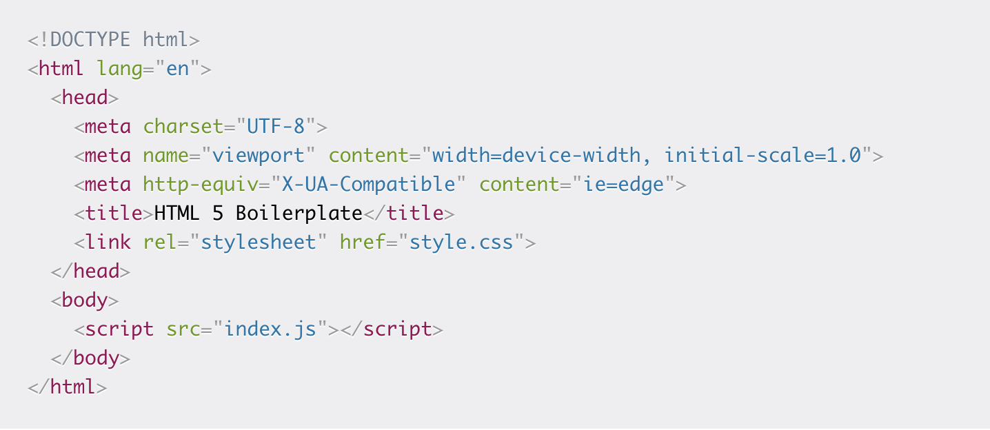 The standard HTML boilerplate.